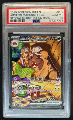 2025 Pokemon SV Destined Rivals DRI EN Arven's Mabosstiff ex #235/182 PSA 10 - Image 1