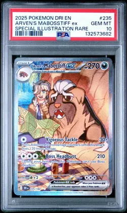2025 POKEMON DRI EN-DESTINED RIVALS #235 ARVEN'S MABOSSTIFF EX PSA 10 - Image 1
