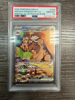 2025 Pokemon Destined Rivals Arven's Mabosstiff EX #235 PSA 10 - Image 1
