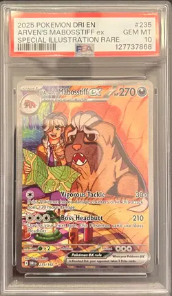 PSA 10 Arven's Mabosstiff EX SIR 235/182 2025 Pokemon Destined Rivals GEM MT - Image 1