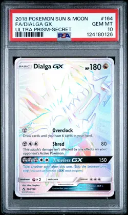 2018 POKEMON SUN & MOON ULTRA PRISM SECRET #164 FULL ART/DIALGA GX PSA 10 - Image 1