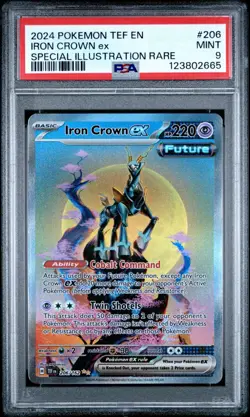 2024 POKEMON TEMPORAL FORCES 206 IRON CROWN EX SPECIAL ILLUSTRATION RARE PSA 9 - Image 1
