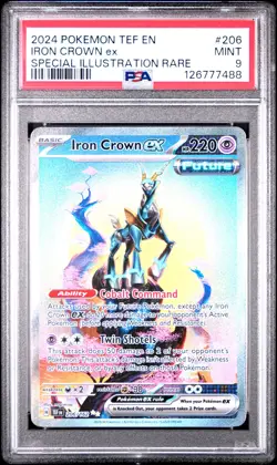 2024 POKEMON TEMPORAL FORCES SPECIAL ILLUSTRATION RARE #206 IRON CROWN EX PSA 9 - Image 1