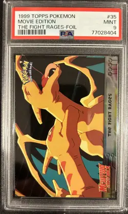 1999 Topps Pokemon Movie Charizard The Fight Rages Foil #35 - PSA 9 - Image 1