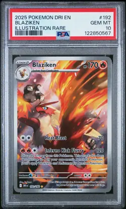 2025 POKEMON DRI EN-DESTINED RIVALS ILLUSTRATION RARE #192 BLAZIKEN PSA 10 - Image 1