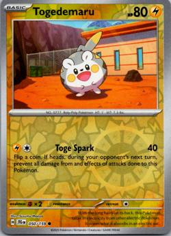 Togedemaru 050/159 Reverse Holo Common Pokemon TCG S&V Journey Together NM - Image 1