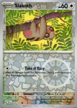 ⚡Pokemon - Slakoth - Common - 145/191 - Reverse Holo - Surging Sparks (NM)⚡ - Image 1