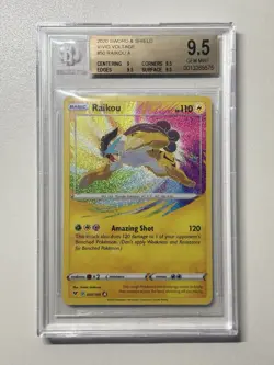 2020 Pokemon TCG Raikou Vivid Voltage 050/185 Holo Amazing Rare BGS 9.5 Gem Mint - Image 1