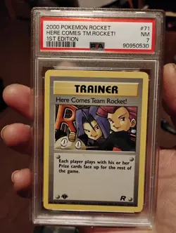 2000 Pokemon Rocket TCG Here Comes Team Rocket! holo 1st Edition 15/82 PSA 7 NM - Image 1