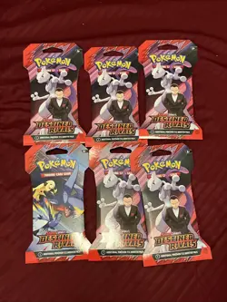 Pokemon TCG Destined Rivals Sleeved Booster Pack Lot of 6 New/Sealed - Image 1