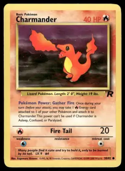 Pokemon Cards Charmander 50/82 UNLIMITED Team Rocket WOTC Common NM - Image 1