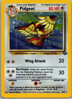 HP Pidgeot 8/64 PL Holo Rare Jungle Set Unlimited Edition Pokemon Card 1999 WOTC - Image 1