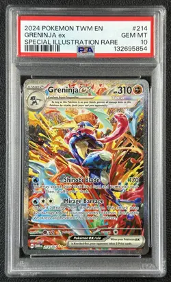 GRENINJA EX PSA 10 2024 POKEMON SV TWILIGHT MASQUERADE TWM EN #214/167 SIR 5854 - Image 1