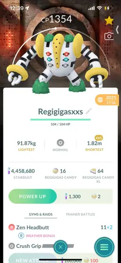 Pokemon Go Legendary Regigigas ( XXS) ( Normal )( Background) - Image 1