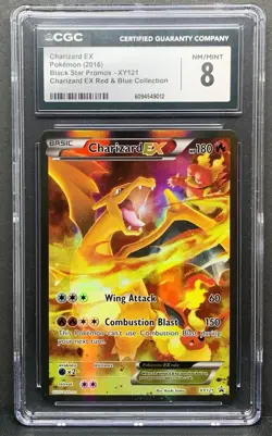 2016 Pokemon CHARIZARD EX Red and Blue Full Art Black Star Promo XY121 - CGC 8 - Image 1