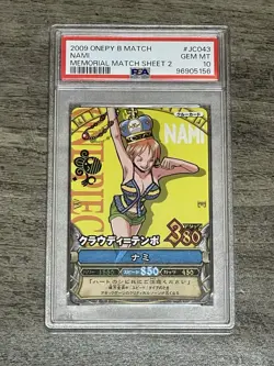 PSA 10 - 2009 ONE PIECE ONEPY BERRY MATCH MEMORIAL MATCH SHEET JC043 NAMI - Image 1