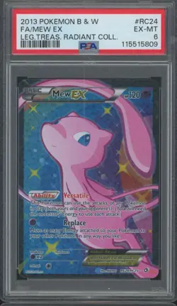2013 Pokemon B&W Legendary Treasures Radiant Collection #RC24 Mew EX PSA 6 - Image 1
