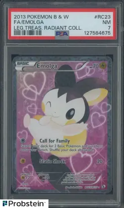2013 POKEMON BLACK & WHITE LEGENDARY TREASURES RADIANT #RC23 FA/EMOLGA PSA 7 - Image 1