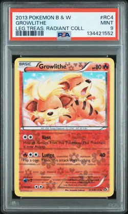 2013 POKEMON B&W LEGEND TREASURES RADIANT COLLECTION #RC4 GROWLITHE PSA 9 - Image 1