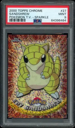 2000 Topps Chrome Pokemon Series 1 Sparkle Sandshrew #27 PSA 9 MINT - Image 1