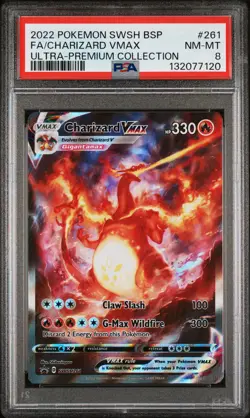 2022 POKEMON SWSH BLACK STAR PROMO #261 FULL ART/CHARIZARD VMAX PSA 8 - Image 1