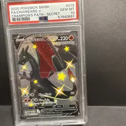 2020 POKEMON SWORD & SHIELD CHAMP'S PATH SECRET #079 FULL ART/CHARIZARD V PSA 10 - Image 1