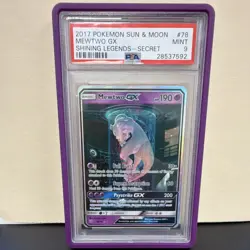 Pokemon Mewtwo GX Secret Rare Holo Shining Legends 78/73 PSA 9 - Image 1