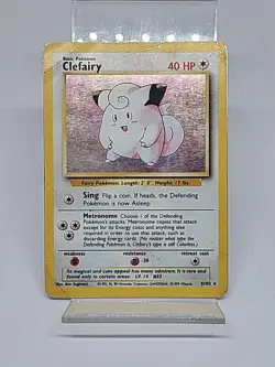 Clefairy 5/102 Holo Rare Base Set WOTC Pokemon Card 1999-2000 Moderately Played - Image 1