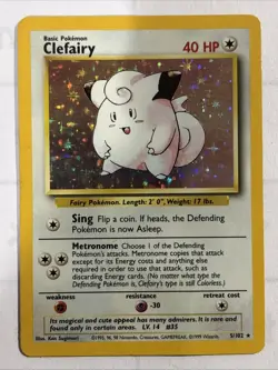 1999 Pokemon Base Set Clefairy Holo Rare Card 5/102 Ungraded - Image 1