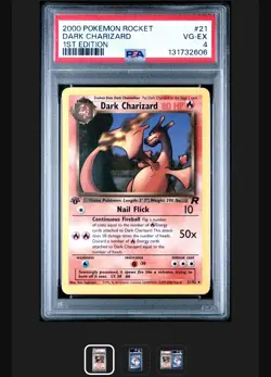 2000 POKEMON ROCKET 1ST EDITION #21 DARK CHARIZARD PSA 4 FAST SHIPPING - Image 1