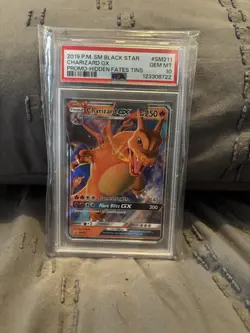 2019 PM SM Black Star Charizard GX Promo Card Hidden Fates Tin #SM211 PSA 10 - Image 1