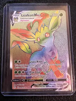 Pokemon TCG Leafeon VMAX Rainbow Secret Rare Holo Card Evolving Skies 204/203 - Image 1