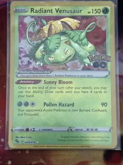 Pokemon Venusaur 004/078 GO Radiant Rare Holo Basic 150 HP Card English - Image 1