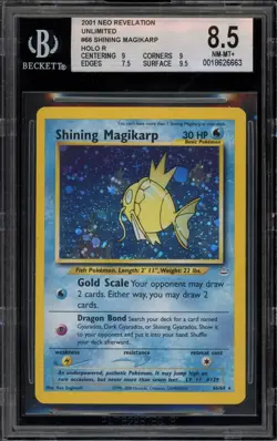 Pokemon Shining Magikarp Neo Revelation Unlimited DOUBLE HOLO ERROR #66 BGS 8.5 - Image 1