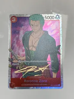 One Piece Card Game Romance Dawn English Roronoa Zoro Op01-025 SR NM - Signed - Image 1