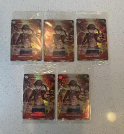 Set Of 5 Sealed Promo One Piece Card Treasure Booster Monkey.D.Luffy ST10-006 - Image 3