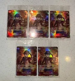 Set Of 5 Sealed Promo One Piece Card Treasure Booster Monkey.D.Luffy ST10-006 - Image 1