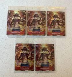 Set Of 5 Sealed Promo One Piece Card Treasure Booster Monkey.D.Luffy ST10-006 - Image 3