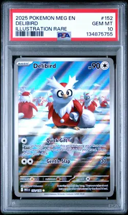 2025 POKEMON MEG EN-MEGA EVOLUTION ILLUSTRATION RARE #152 DELIBIRD PSA 10 - Image 1