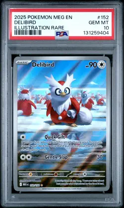 2025 POKEMON MEG EN-MEGA EVOLUTION ILLUSTRATION RARE #152 DELIBIRD PSA 10 - Image 1