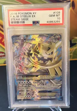 2016 Pokemon Steam Siege #109 M Steelix Ex Full Art FA PSA 10 GEM MINT - Image 1