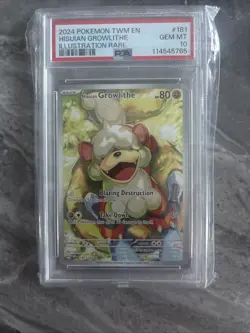 Pokemon TCG Hisuian Growlithe Card 181/167 IR Twilight Masquerade PSA 10 - Image 1