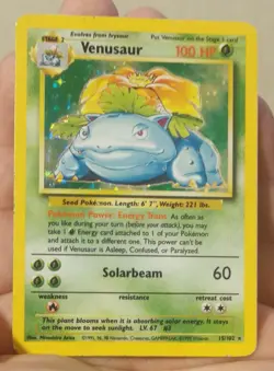 Pokemon TCG Venusaur Base Set Holo Unlimited Rare Card 15/102 LP/MP Condition - Image 4