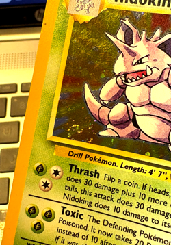 Pokemon TCG Nidoking 11/130 Base Set 2 Holo Rare WOTC SWIRL - LP/MP Card - Image 3