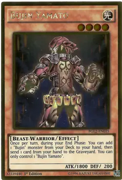 Bujin Yamato PGL2-EN035 Gold Rare Yu-Gi-Oh Card 1st Edition New - Image 1