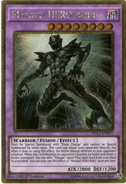Masked HERO Anki PGL2-EN011 Gold Secret Rare Yu-Gi-Oh Card 1st Edition New - Image 1