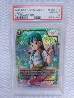 2025 dbs fusion world bulma fb07-114 alt art card graded psa gem mt 10. - Image 1