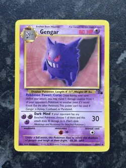 Gengar 20/62 Original Non Holo Rare Fossil Set Pokemon Card WOTC TCG 1999 - Image 1