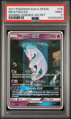 Pokemon Mewtwo GX 78/73 Shining Legends Sun & Moon Secret Rare PSA 9 - Image 1