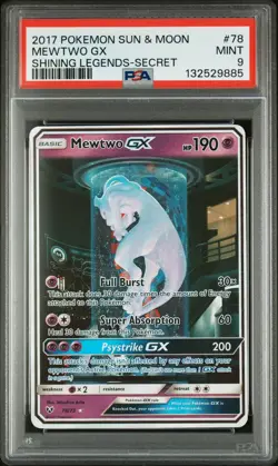 PSA 9 Mewtwo GX 78/73 SECRET RARE Mewtube SM Shining Legends Pokemon Card MINT - Image 1